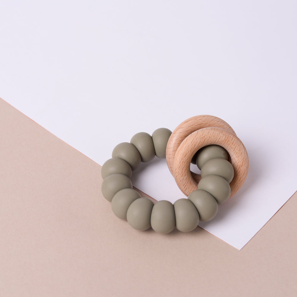 Silicone and Beechwood Teether - Sage