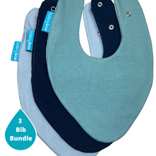 Charger l&#39;image dans la galerie, Plain Blue Bundle of 3 Bibs
