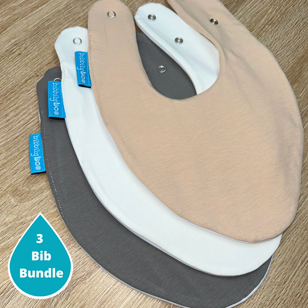 Plain Neutral Bundle of 3 Bibs